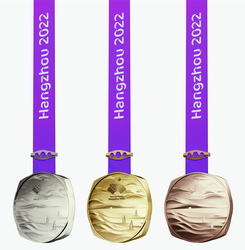 <p>On June 15, the 100-day countdown to the Hangzhou Asian Games, the medal of the 19th Asian Games was released.</p>
<p>The medal of the 19th Asian Games is named Shan Shui, which is another core element of the Asian Games, along with the official emblem Tides Surging, mascots Congcong, Chenchen, Lianlian, colour system Meeting the World and torch Eternal Flame. It is an important addition to the overall aesthetic of the event.</p>
<p>Shan Shui is characterized by the ceremonial jade Cong in the Liangzhu Culture (5,300BC-4,300BC). This square jade, integrated with a round medal, is truly unique and highly recognizable.</p>
<p>Shan Shui presents the geographical features of Hangzhou. By using protruding lines, the picture scroll of Hangzhou is outlined on the front side of the medal with misty hills on three sides and the city on one side, a rippling lake, and undulating mountains beyond. The back side is shaped like a square seal, which means the athletes leave a beautiful mark on the Hangzhou Asian Games.</p>
<p>Shan Shui expresses the temperament of Hangzhou as the capital of ecological civilization, with natural landscape, clear water and green hills, creating invaluable assets, casting gold and silver medals.</p>
<p>Shan Shui shows the sportsmanship of climbing the heights. Reaching the top, one will become even higher. On the way to the summit, athletes strive hard, challenge themselves, and surmount one peak after another.</p>
<p>The medal will be made by embossing, milling, trimming and polishing, gold and silver plating effect treatment, and protection treatment. The medal ribbon will be hand-stitched on both sides using brocade jacquard technology and environmentally friendly printing techniques. The bridge-shaped buckle at the top of the ribbon highlights the Jiangnan characteristics of the water town and the bridge town. The linking method adopts the raw ear structure of the spring buckle shaft to fix the ribbon inside the medal.</p>