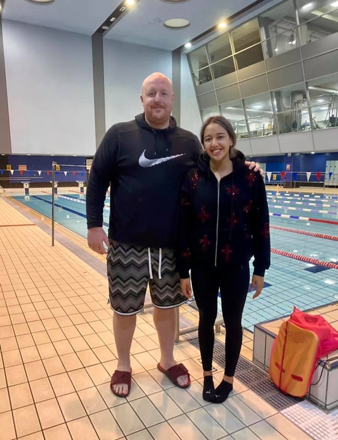 Gaurika Singh with her coach in the UK, Adam Taylor. © Gaurika Singh Facebook